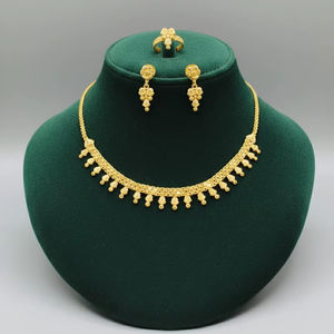 Parure de bijoux 3 pièces classique en laiton plaqué or 24 carats pour femme, idéale pour anniversaire, mariage, fête - Haute Qualité - Product Image 1