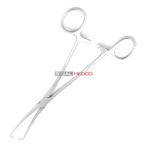 เครื่องมือผ่าตัดสแตนเลสสตีล คีมหนีบปากมดลูกสำหรับสูตินรีเวช ขนาด 9.50 นิ้ว โค้งสองด้าน สำหรับการผ่าตัดทางนรีเวช ใช้งานด้วยมือ ได้รับมาตรฐาน CE - Product Image 5
