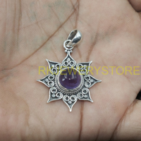 Pendentif soleil en améthyste, fait main, argent sterling 925, design floral mandala bohème, bijou spirituel, cadeau pour femme, unisexe