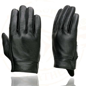 Samroz Sports Men's black Perforated Leather Full Finger Motorcycle Hand <b>Gloves</b> W/Breathable ‘Open Knuckle - Product Image 2