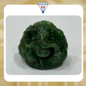 Lote de Subasta: Estatua de Ganesha de Granate Verde Tsavorita Natural, Tallado de Piedra Única, 186.45 Quilates, AAAA, Gema Coleccionable Rara de Tanzania - Product Image 2