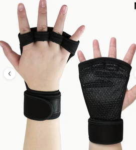 Guantes Deportivos Transpirables de Nailon de Medio Dedo con Muñequeras de 15.5-16.5 Pulgadas, Estilo Liso Negro - Product Image 6