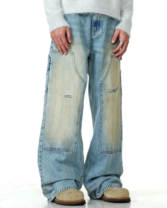 Jeans en denim déchirés vintage de haute qualité pour hommes, coupe droite, style streetwear, nouveau design, vente en gros OEM - Product Image 3