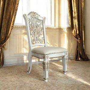 Set di 2 Sedie Vendome con Finitura Perla Anticata e Pelle Sintetica per Arredamento Sala da Pranzo - Product Image 1