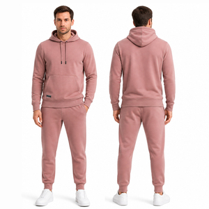 Custom Men Hoodie Tracksuit <b>Set</b> Cotton Fleece Jogger <b>Set</b> Pullover Sweatshirt Sweatpants Casual Sportswear OEM Blank Tracksuit - Product Image 1