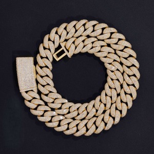 Cadena cubana de eslabones gruesos con incrustaciones de diamantes, estilo hip hop, joyería al por mayor disponible para exportación - Product Image 1