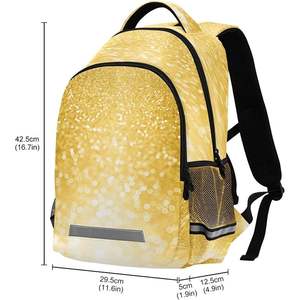 <b>Gold</b> Glitter Cheer Dance Practice <b>Backpacks</b> Custom Book Yellow Bling Fashion Laptop Bags College Bag for Cheerleading Sports - Product Image 2
