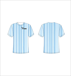 เสื้อยืดแขนสั้นลายทางผู้ชาย Ferocious คอกลม ทรงปกติ ระบายอากาศได้ดี สวมใส่สบาย ลายพิมพ์ สีน้ำเงินขาว - Product Image 1