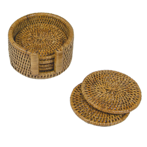 Sous-verre élégant rond en rotin naturel, organiseur de table multifonctionnel, pour thé et café, à prix avantageux - Product Image 2