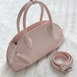 กระเป๋าถือทรงโดมหนัง PU สีชมพู กระเป๋าสะพายข้างแบบมีซิปปิด กันน้ำ สำหรับการเดินทางในชีวิตประจำวัน - Product Image 3
