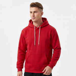 Sweat-shirt à capuche rouge pour homme avec imprimé manuel au dos, en coton molletonné, style décontracté, pour l'automne, fabrication au Bangladesh - Product Image 5