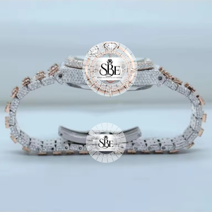 Montre à quartz pour homme en acier inoxydable avec cadran carré simple et luxueux en moissanite personnalisée, achat en gros en usine - Product Image 2