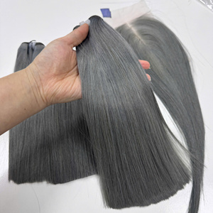 Color gris fresco vietnamita humano Color natural precio de fábrica extensiones de cabello hueso pelo liso - Product Image 4