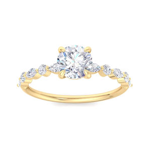 Anillo de Compromiso y Boda con Diamante Cultivado en Laboratorio Pragalbh, Corte Ovalado, Halo, Banda Pavé, Oro de 18K, Diamantes Certificados IGI, para Mujer - Product Image 1