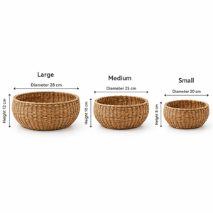 Customizable Eco-Friendly <b>Seagrass</b> Diamond Woven <b>Storage</b> <b>Basket</b> Set 3 Piece Round <b>Baskets</b> with Handles for Home Organization - Product Image 4