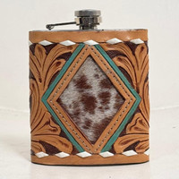 Nueva Botella de Cadera Personalizada Ecológica de Acero Inoxidable de 8oz con Envoltura de Cuero Genuino de Vaca Hecha a Mano de Arshiya Enterprises