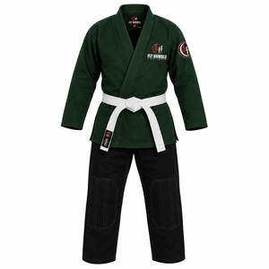 ชุดยูโด Fly Humble BJJ สีเขียว กางเกงสีดำ เข็มขัดสีขาว สำหรับผู้ใหญ่ แบบ unisex ทรงปกติ ผ้าฝ้าย 100% ระบายอากาศได้ดี ไร้รอยต่อ ทนทาน - Product Image 1