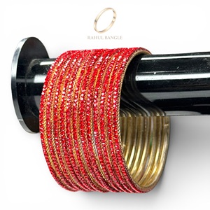 Pulseras de Acero Inoxidable Rojas con Cristales, Elegantes y a la Moda, para Mujer, con Acabado Chapado en Oro de Larga Duración, Venta al por Mayor para Bodas - Product Image 1