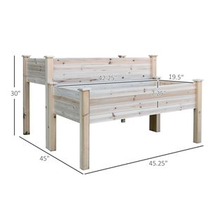 Jardinière surélevée en bois à deux niveaux grande capacité 45x45 cm, style classique, pour légumes, fleurs et herbes - Product Image 3