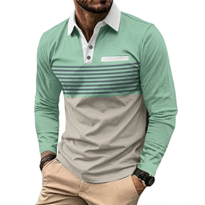 Camisa Casual Slim de Hombre para Otoño, Tejido de Punto Ecológico, Manga Larga, Poliéster 200g, Botones en el Pecho, Estampado con Combinación de Colores - Product Image 2