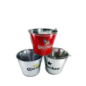 Galvanized Iron Circle 10QT Eco-Friendly Modern Beer Bucket Party Tub <b>Large</b> Capacity for Holder Beverage Tub Ice Wine - Product Image 1