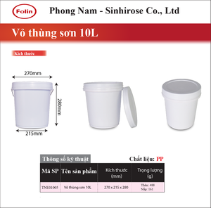 Folin White Cylindrical PP 10L Eco-Friendly Airtight <b>Lid</b> Multi-Purpose Paint Storage <b>Bucket</b> - Product Image 5