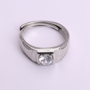Sterling <b>Silver</b> Men's Band <b>Ring</b> with Solitaire and <b>Cubic</b> <b>Zirconia</b> Engagement <b>Ring</b> Round Cut <b>Cubic</b> <b>Zirconia</b> Solitaire <b>Ring</b> Her - Product Image 1