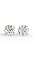 Pendientes de Diamante Cultivado en Laboratorio con Diseño Personalizado, Oro de 10K, Corte de Cuatro Puntas, 7.3MM, Certificado IGI, Lujo Premium