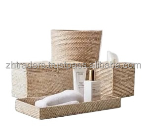 ชุดอุปกรณ์อาบน้ำหวายสไตล์ชนบทสำหรับห้องน้ำชุดเครื่องหวายสุดหรูของคอลเลกชั่นห้องน้ำ - Product Image 2