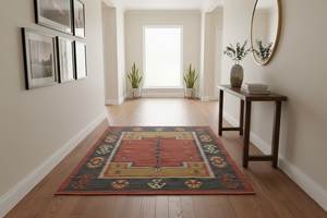 พรมคิลิมทอมือจากขนสัตว์และปอกระเจา – พรมลายเรขาคณิตแบบทอเรียบ เป็นมิตรกับสิ่งแวดล้อม เหมาะสำหรับห้องนั่งเล่น ห้องครัว ทางเดิน และตกแต่งบ้าน - Product Image 3