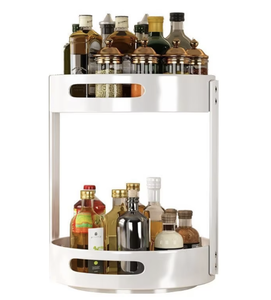 360 Degree Rotating Two Tier Countertop Organizer Heavy Duty Kitchen Storage <b>Rack</b> Space Saving Lazy Susan Shelf Stand - Product Image 1