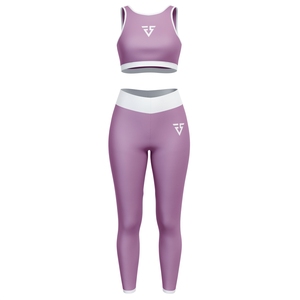 Seamless Ribbed Yoga Set Women Workout Outfits 2 Piece High Waist Leggings Sports Bra Gym Clothing Activewear Fitness Wear Set - Product Image 3