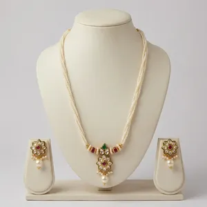 Trending Classic Indian <b>Bridal</b> Gold Plated Pearl Kundan <b>Necklace</b> <b>Set</b> With Flower Zircon <b>Earrings</b> For Wedding Women's Jewelry - Product Image 3