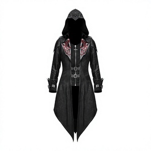 Ladies <b>Gothic</b>-Medieval Black Vintage-Style Long Sleeve Leather-Splicing <b>Jacket</b> Men-Cosplay Coat-Halloween Cosplay-Costumes - Product Image 1