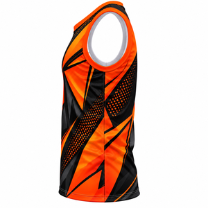 Custom Sublimation Men's Tank <b>Top</b> <b>Orange</b> Black Solid 100% Polyester Breathable Eco-Friendly Quick Dry Gym Stringer <b>Vest</b> - Product Image 4
