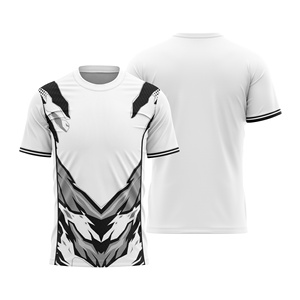 Jersey Sepak Bola Unisex Sublimasi Custom Kerah Bulat Lengan Pendek Merah Motif Geometris Warna Blok Penyerap Keringat Regular Depan - Product Image 1
