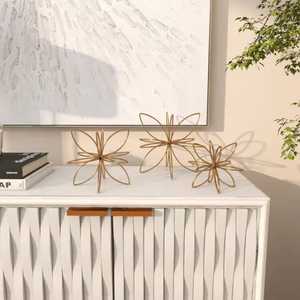 Luxury Gold Metal Ginkgo Leaf Sculpture Fan Foliage Branch Figurine Modern Tabletop Centerpiece Rectangular <b>Block</b> Base Stand - Product Image 1