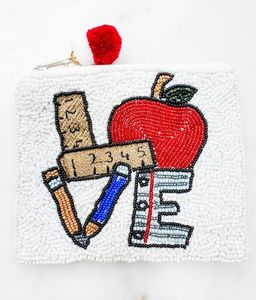 Pickleball Embroidery Glass <b>Seed</b> Beaded Customized Color Letterpress Printed Coin Purse Floral Design Mini Cosmetic Bag Gaming - Product Image 5