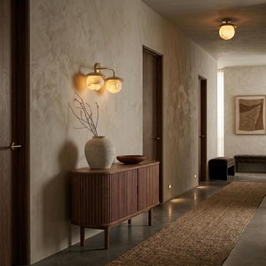 Modern Brass Wall Sconce Round Marble Shade Indoor Lighting Fixture for Bathroom Home Decor - Product Image 6
