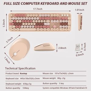 Colorful 104-Key <b>Wireless</b> Keyboard and Mouse Combo with Number Pad Compatible with Windows <b>PC</b> Notebook Laptop for Chocol - Product Image 2