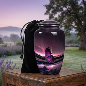 Urne funéraire en aluminium violet pour cendres d'adultes, cercueil commémoratif personnalisé, souvenir décoratif pour la décoration funéraire - Product Image 6