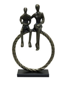 Escultura Abstracta de Aluminio Hecha a Mano, Estatua Familiar Moderna, Dos Figuras Sentadas en un Círculo de Cuerda, Decoración Minimalista para el Hogar - Product Image 2