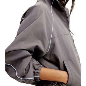 Women Reflective Piping Windbreaker Shorts Set <b>Lightweight</b> Athletic Zip Up Run Outerwear Reflective Windbreaker <b>Jacket</b> for men - Product Image 6