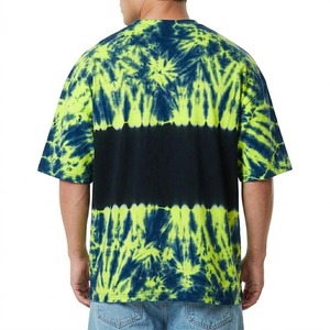 T-shirt Homme Oversize Tie-Dye Manches Courtes Col Rond Décontracté Tricoté Motif Vert Bleu Longueur Standard Streetwear Vente en Gros - Product Image 2