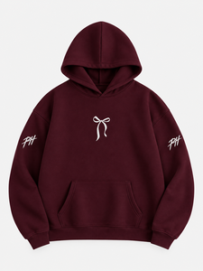Custom Logo Premium <b>Burgundy</b> Fleece Pullover Hoody Loose Fit Embroidered Logo Streetwear Heavy Weight Winter 100% Cotton Unisex - Product Image 2