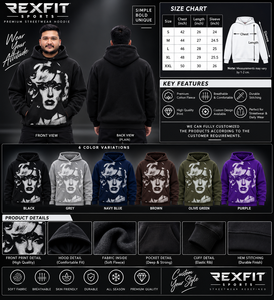 เสื้อฮู้ดดี้ผู้ชายสีดำลายกราฟิกทรงโอเวอร์ไซส์ ผ้าฟลีซ สตรีทแวร์ พิมพ์ลายภาพนามธรรม สวมใส่สบาย ผลิตจากผ้าฝ้าย 100% - Product Image 6