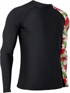 Camiseta de Compresión de Manga Larga para Hombre, Diseño Floral de Colibrí Sublimado, Secado Rápido, UPF 50+, Spandex/Poliéster, para Natación - Product Image 2