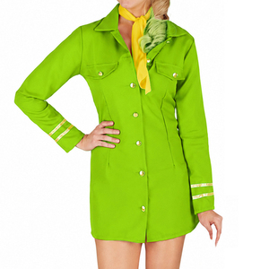 Ensembles d'uniformes d'hôtesse de l'air de haute qualité pour femmes, vert, manches longues et jupe, polyester/coton, personnel de compagnie aérienne - Product Image 1