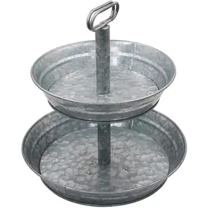 2 tier round Cake stand with ring embossing in middle attractive and unique Latest deign folding cake stand