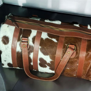 Sac de voyage en cuir de vachette, style personnalisé, sac de voyage en toile - Product Image 5